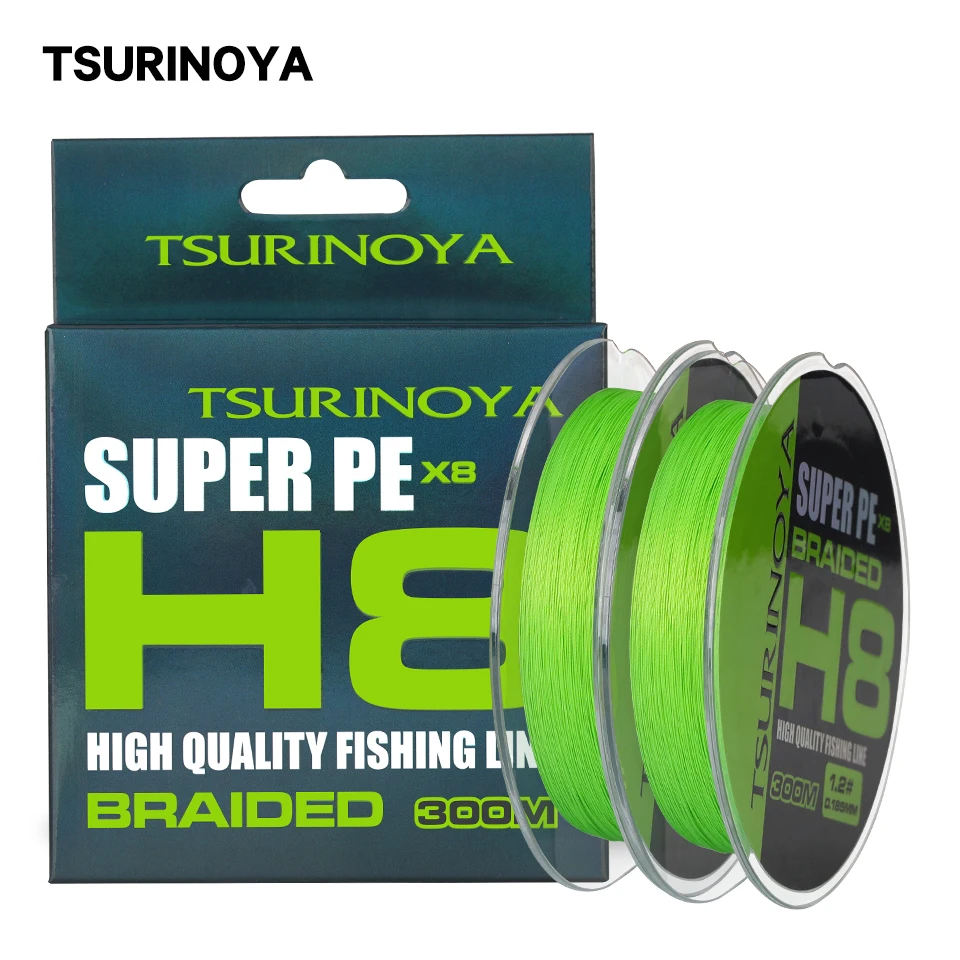 TSURINOYA 300M  PE Braided Fishing Line H8 Long Casting 8 Strands Multifilament Smooth Fishing Wire 14-50LB Saltwater