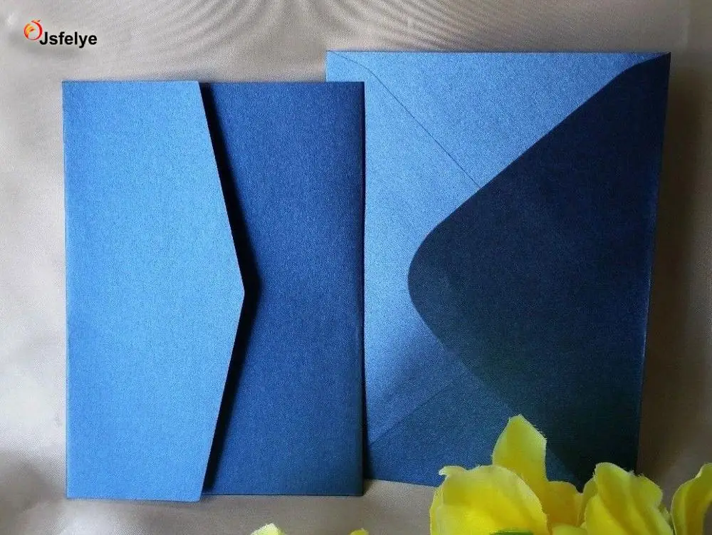 Pearl Paper Pocket Fold Wedding Invitation Cards with Envelope Pocketfold Invite