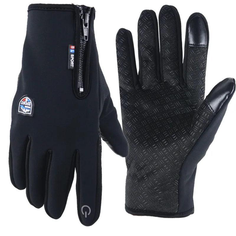 New Autumn Winter Cycling Gloves Men Women Fleece Windproof Warm Outdoor Mountaineering Ski Zipper Touch Screen Gloves