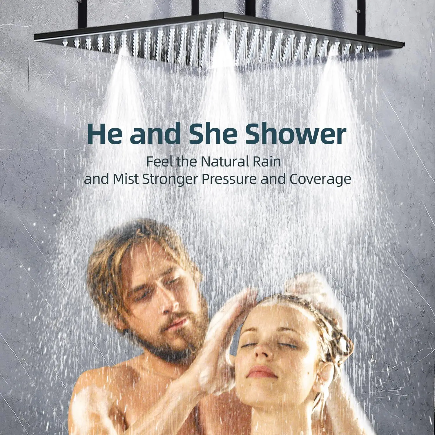 Modern Rainfall mist bath room Shower System 16 Inch Black Full Body brass Thermostatic Shower Head System set