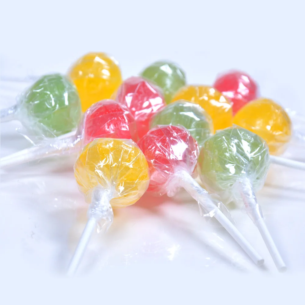 Amos Promotional Food & Candy Customized Novelty Ball Shaped Fruity Hard Lollipops Candy