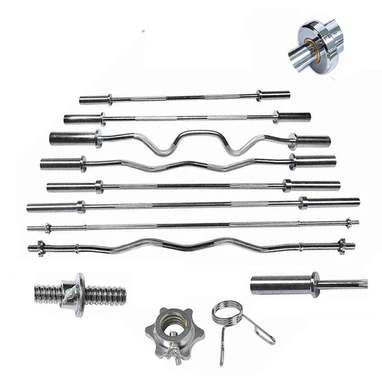 Wholesale stock High quality gym chrome olymp barbell bar ez curl barbell bar weight lifting curved barbell bar