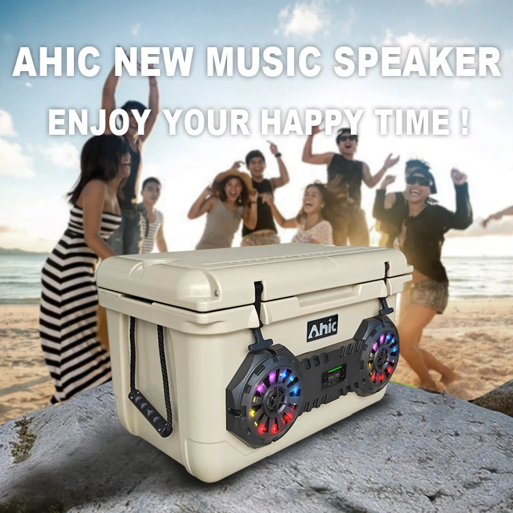 LLDPE rotomolded portable ice chest New design Box pu foam Camping Kitchen Cooler Box with Speakers