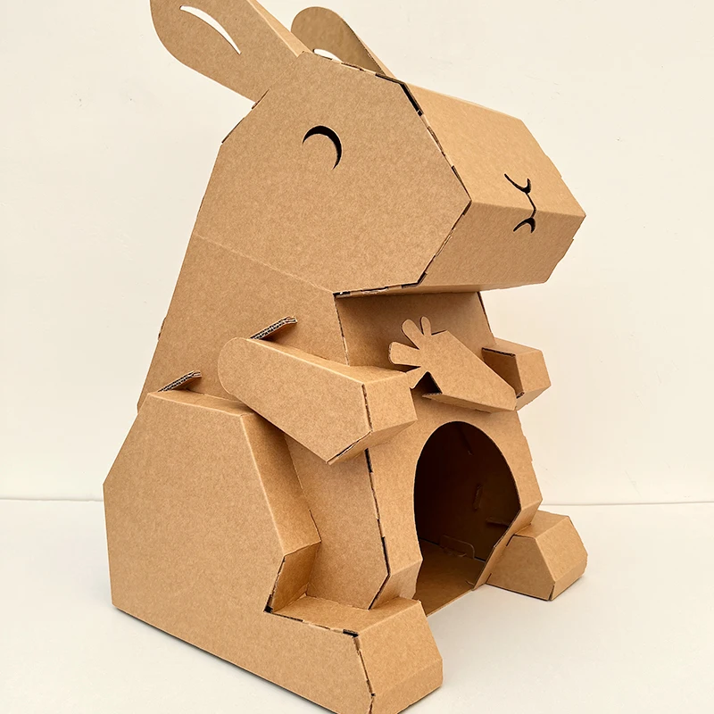cardboard cat house eco friendly unique cat scratcher board carton box for indoor bed DIY Assembling Custom Pet House diy