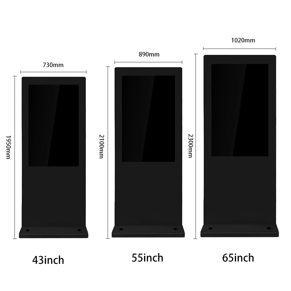 High Brightness 55 65 75 Inch Waterproof Outdoor Digital Signage Displays 5000 Nits 4K IP65 Touch Screen Kiosk Store Totem Kiosk