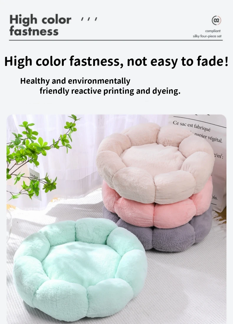 Wholesale Custom Luxury Plush Flower Shaped Cat Cozy Pet Bed furniture Warm Plush Eco-friendly Pet Bed Dog and Cat