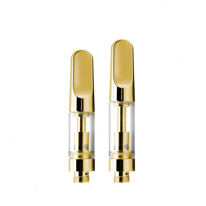 Gold CBD Vape Cartridge Ceramic Coil Cartridge TH205 0.5ML 1.0ML Glass Tank 510 Thread Empty Atomizer