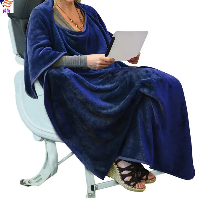 Portable compact airplane office 4 in 1 travel fleece pillow blanket