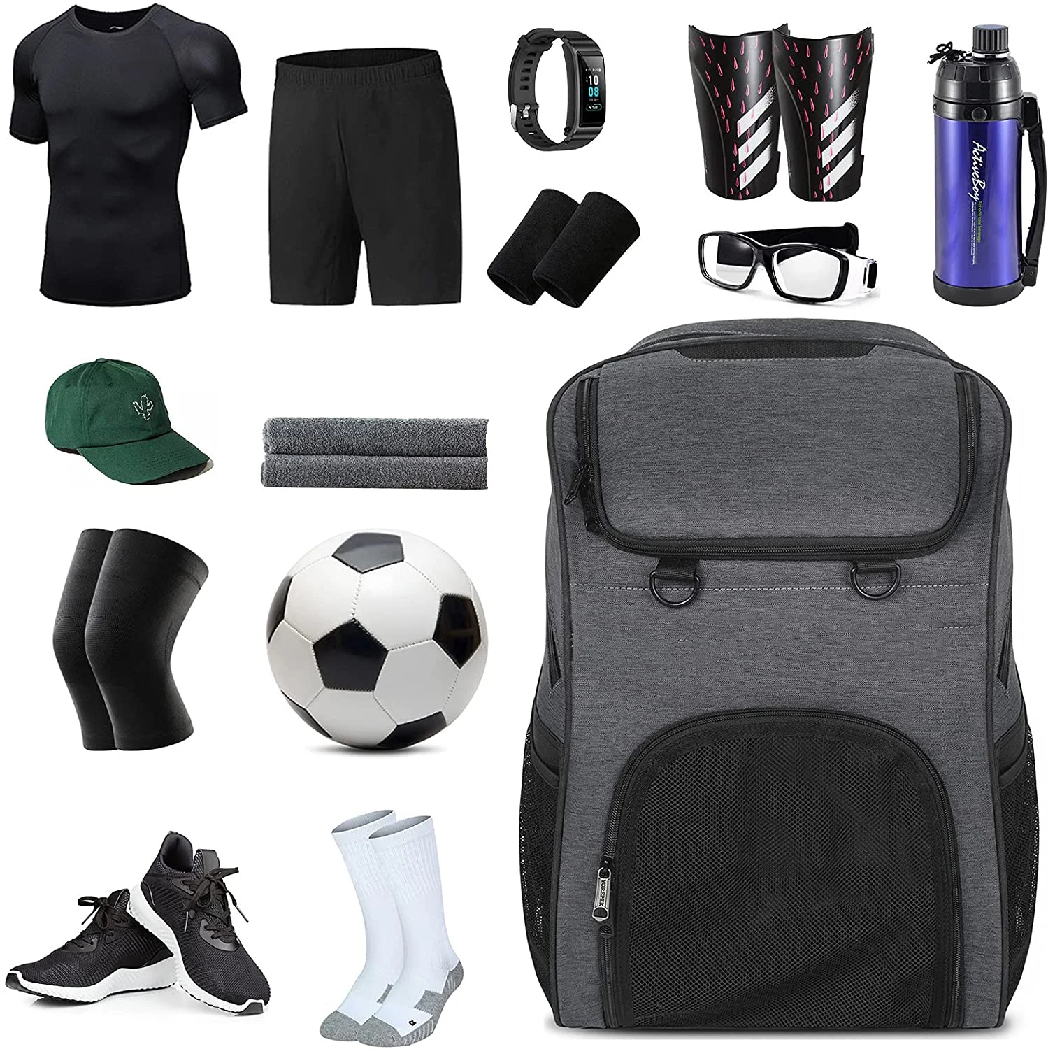 Ederbou Soccer Bag, Soccer Backpack with Ball Compartment for Youth Boys and Girls Fit Basketball Volleyball, Large Capacity