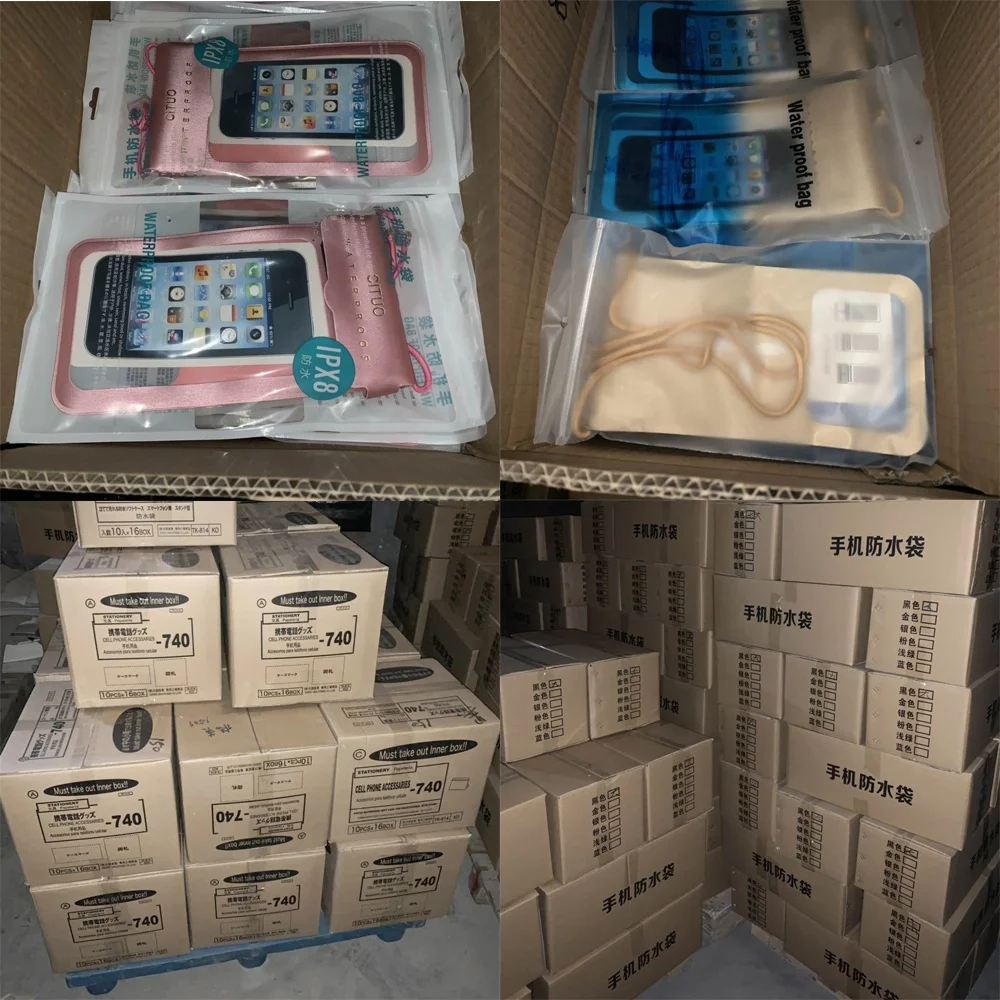 Black 2 Layer Seal Waterproof Phone Case IPX8 Underwater 30m Double Folded Waterproof Mobile Phone Bag Pouch