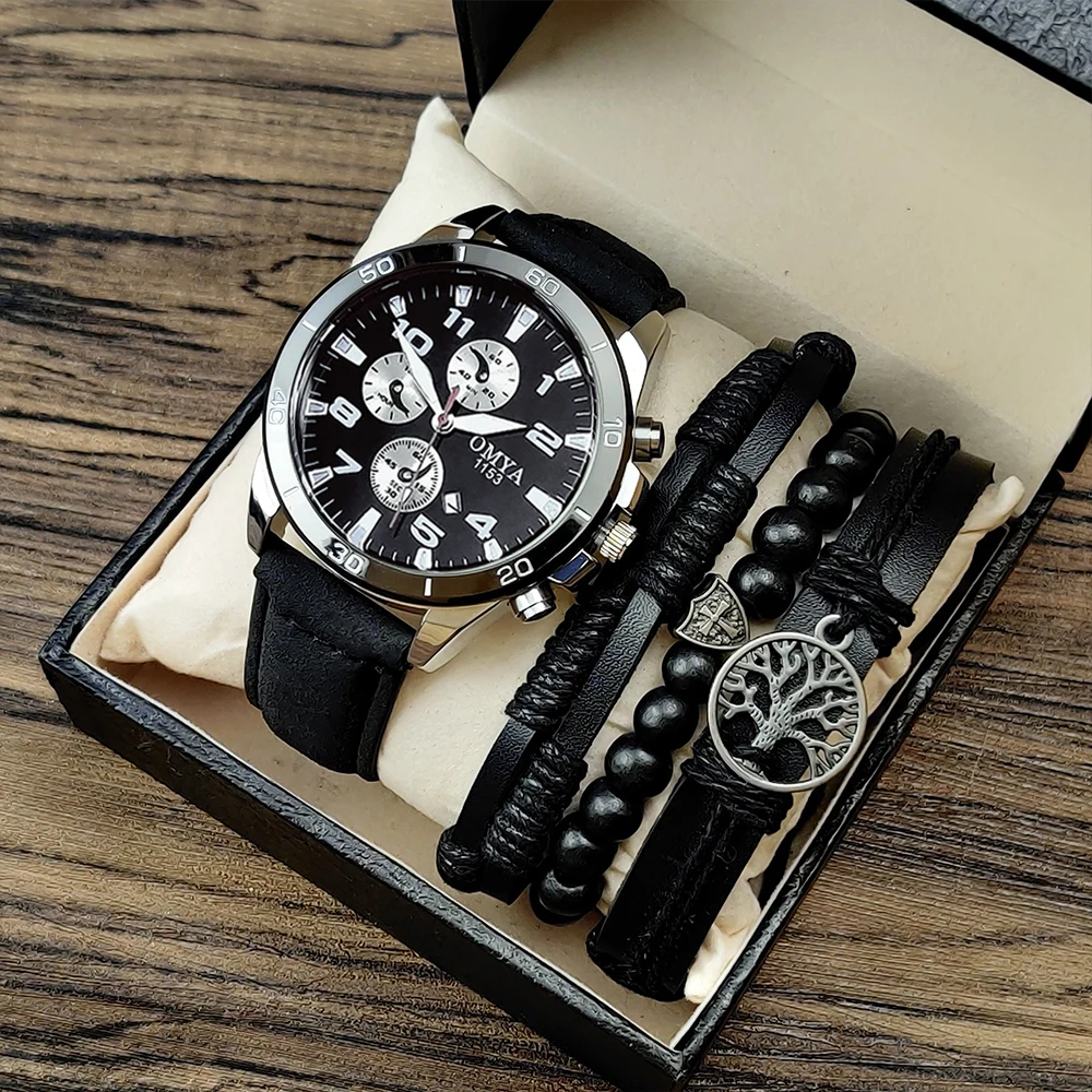 Fashion watches Gift Box Wrist Watches For Men Jewelry sets Men Watch Bracelets set cheap wristwatches