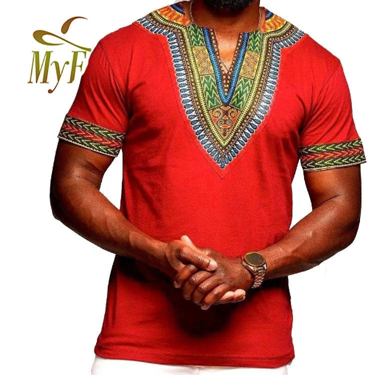 2021 Mens African Clothing Dashiki Print Men Cotton Classical Casual T-shirt Men Basic Top Wholesale