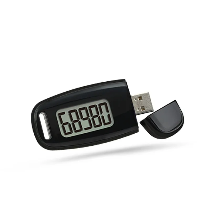 3D Sensor Step Counter with USB Charging & Backlight 10 steps false correction Rechargeable Battery with clip Lanyard (Included)