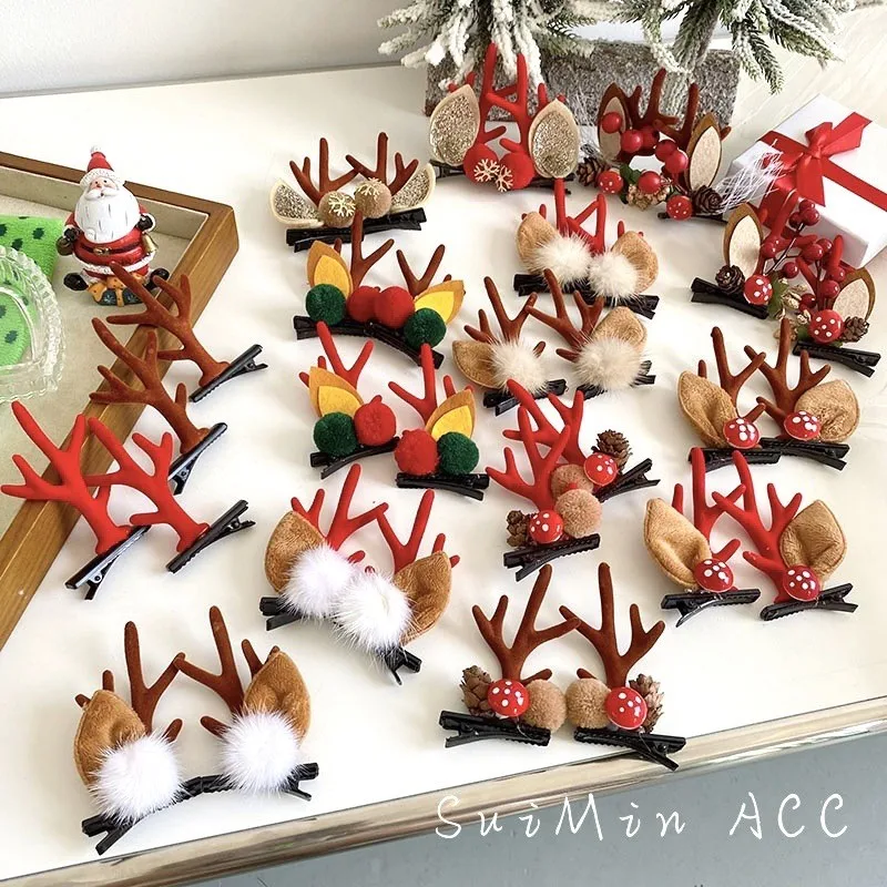 Christmas Santa Claus Deer Horn Adult Children Hair Clips Jewelry