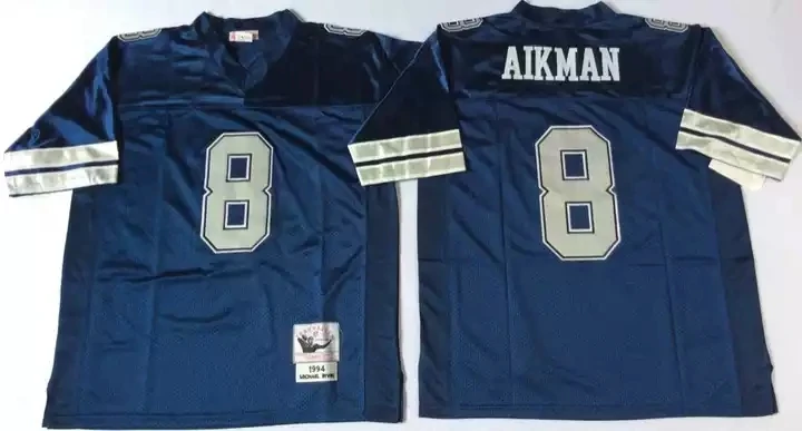 Винтажные 33 Tony Dorsett 22 E Smith 88 Irvin 8 Aikman Прошитые ретро-футболки темно-синего цвета