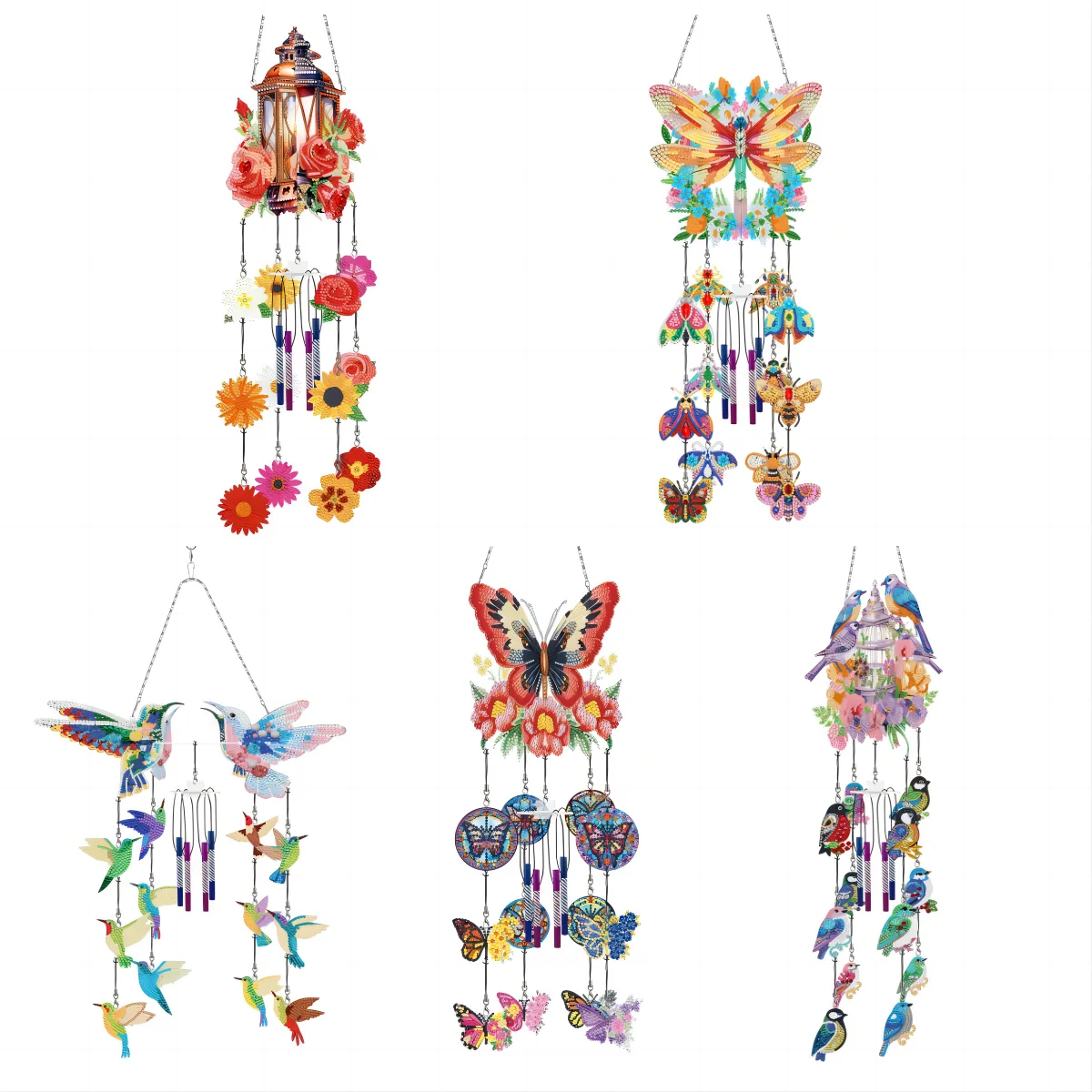 LS 5D diy diamond painting craft kit 3D Christmas Gingerbread House windchime butterfly wind chime hanging decorative pendant