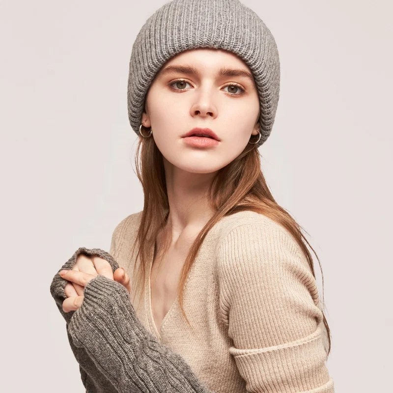 Custom Brand Winter Thick High Street Fashion Wool Beanie Blended Merino Wool Hip Hop Hat
