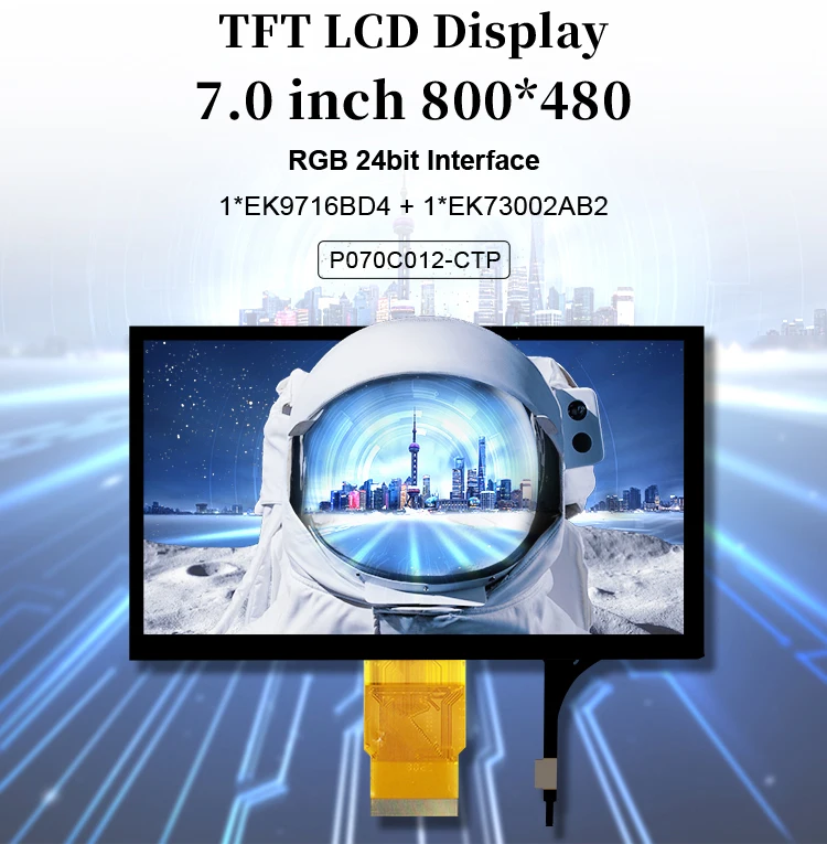 Polcd 7 inch Capacitive PCAP Touch Panel 800x480 Resolution RGB interface TFT LCD Display