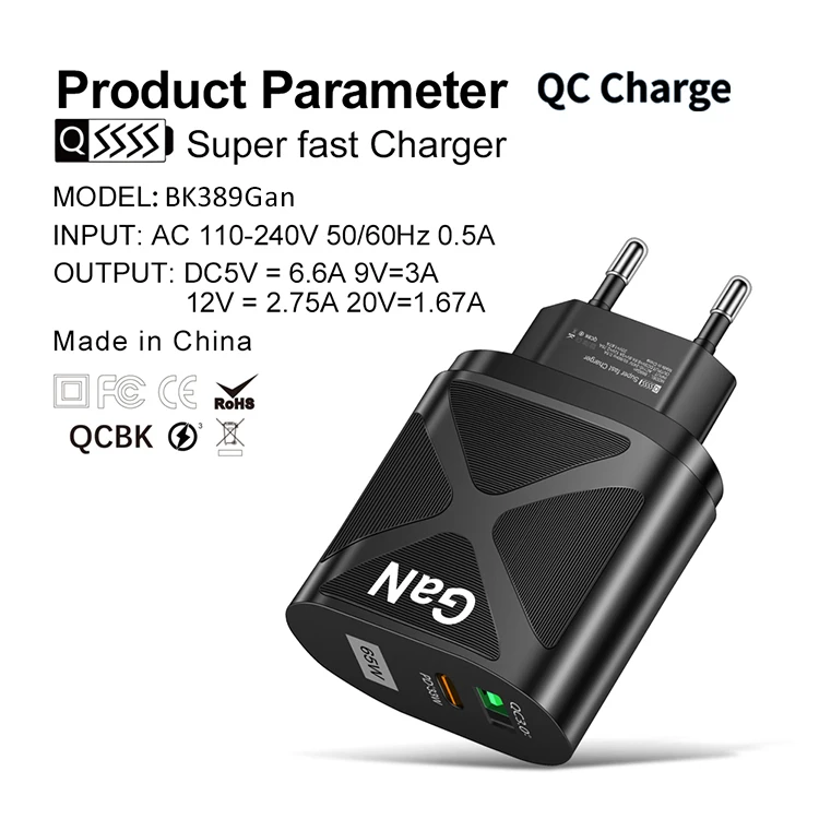 65W Fast Charger with Gan Tech