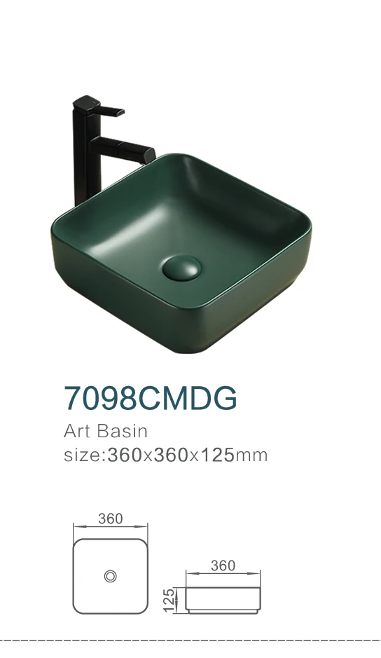 High quality ceramic bath room sink small square wash hand basin counter top art wash basin