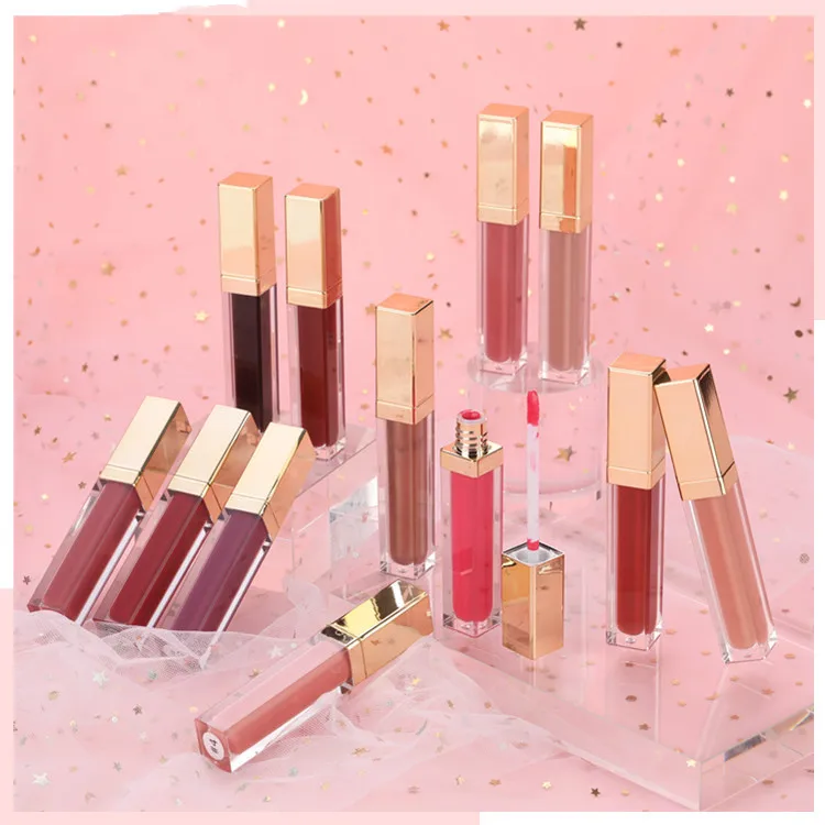 lip gloss with custom packaging beauty liquid lipstick set luxury gold tubes pink matte lipstickcreate your own lipstick brand