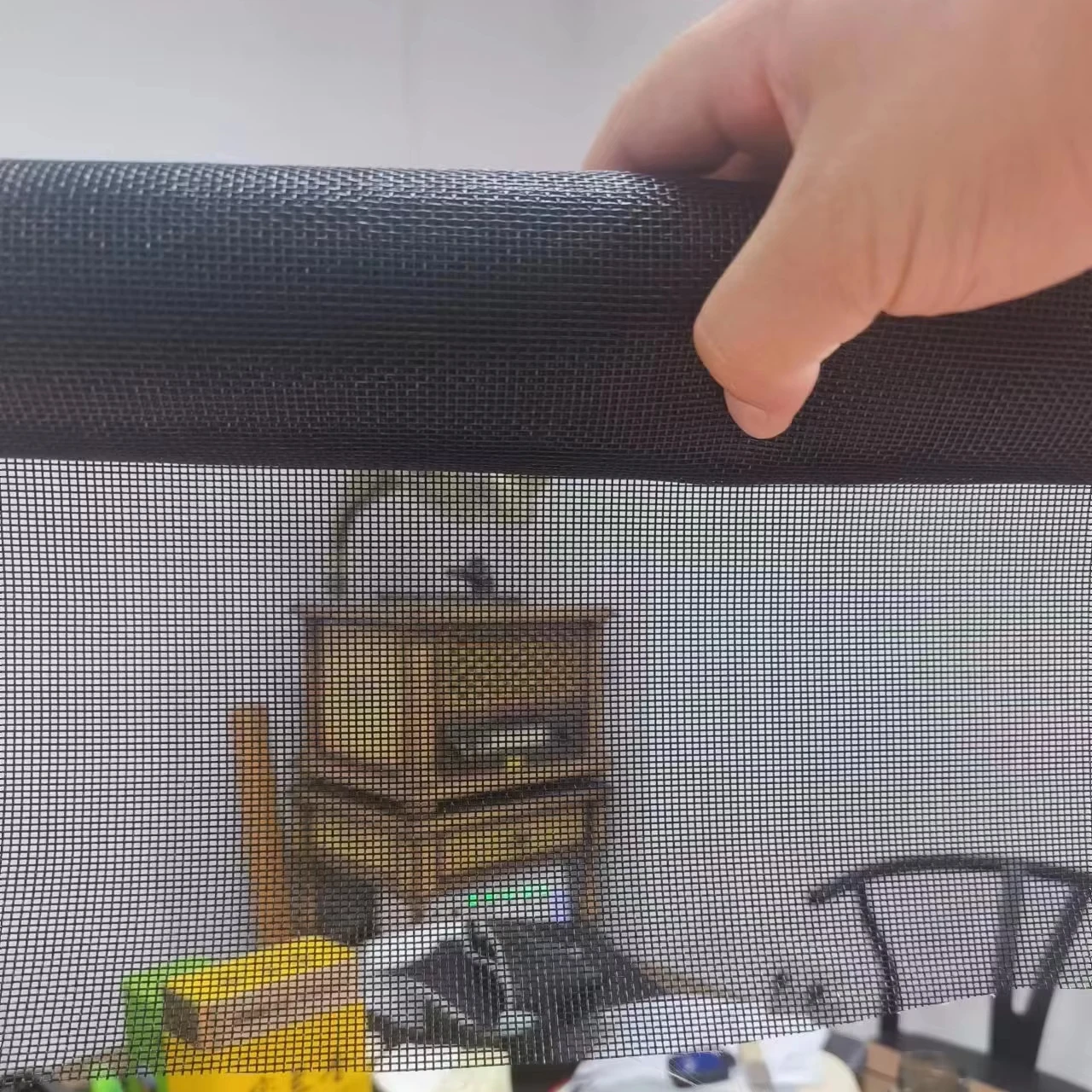 TOMA-Commercial Wind Screen Mesh  with 50% Transparency Fabric Motorized Windproof Roller Blinds