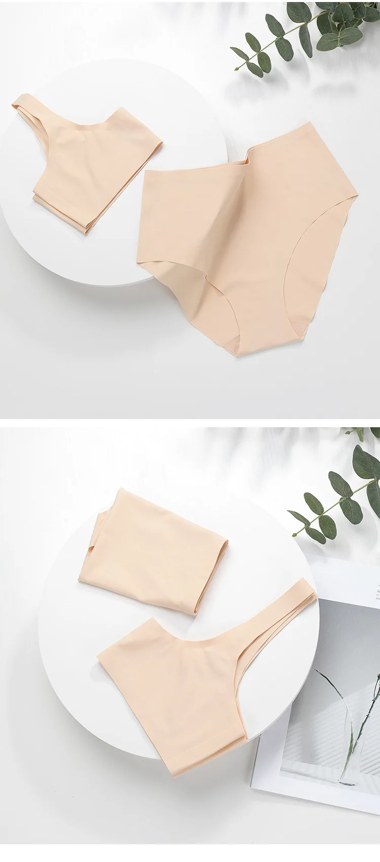 customized ice silk brasier sujetador seamless bralet yoga sport padded soft  bra panty set