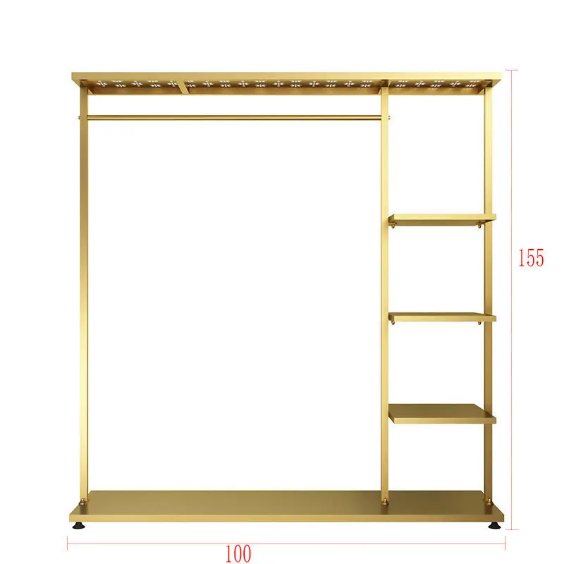 European style iron floor standing bedroom storage hanger, Clothing store simple bag hat shoes clothes display rack