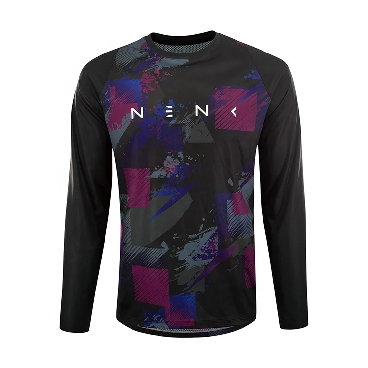 Custom design mtb jersey long sleeve mountain bike clothing oem sublimated printing mtb cycling jersey with reflective logo