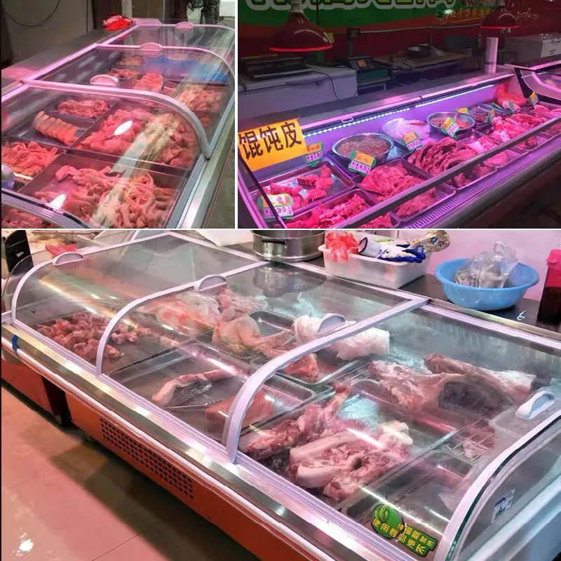 Supermarket Fish Display Refrigerator Butcher Meat Chiller Showcase cold showcase display refrigerators