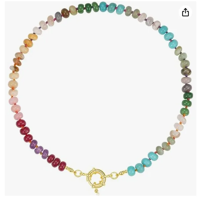 Zooying Rainbow Necklace Customizable Knotted Gemstone Necklace colorful Niche Handmade Beaded Natural Stone Clavicle Chain