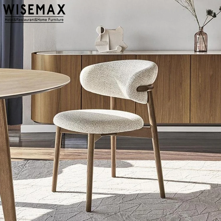 Мебель WISEMAX современная мебель для столовой изогнутая спинка деревянный стул орехового цвета обеденный из белой льняной ткани с
