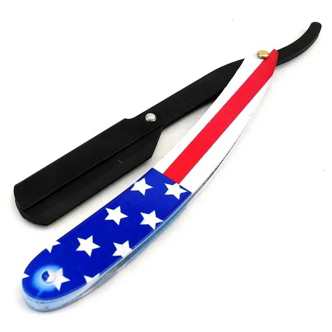 Professional Flag Paper Coated Handle Barber Razors Stainless Steel Folding Shaving Pro Razor Personal care with Customized logo
