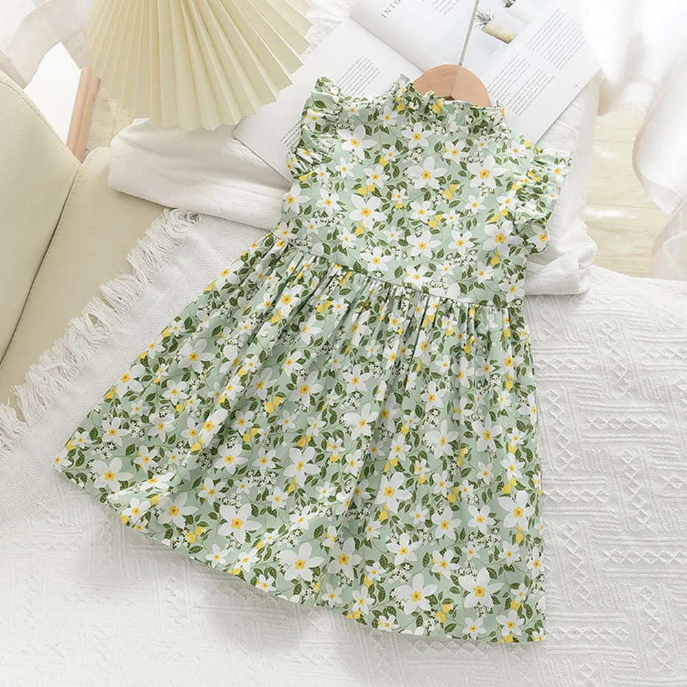 Bear Leader Girls Casual Dresses 2022 New Summer Kids Baby Flowers Print Costumes Floral Party Birthday Princess Vestidos 2-6Y