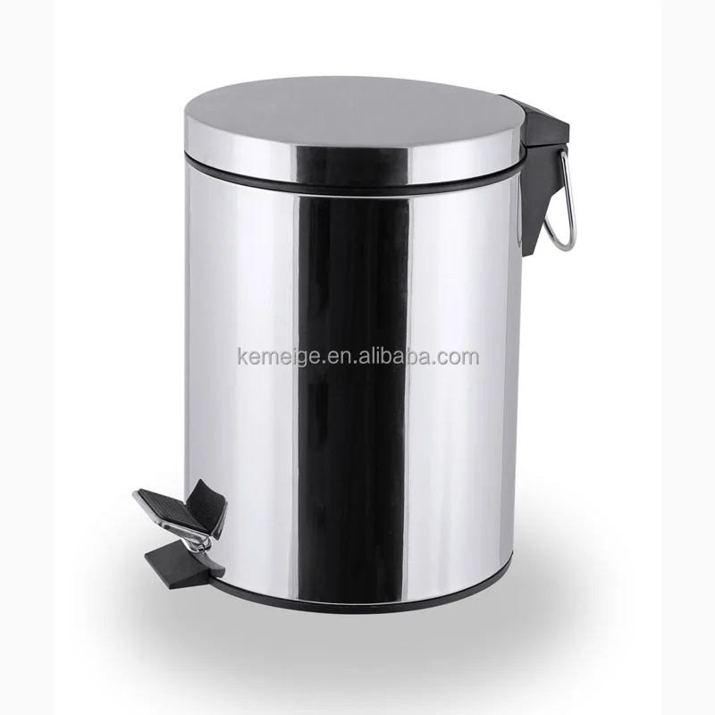 Stainless Steel Trash Bin 3L 5L 8L 12L 20L 30L Hotel Kitchen Bathroom Trash Can With Foot Pedal