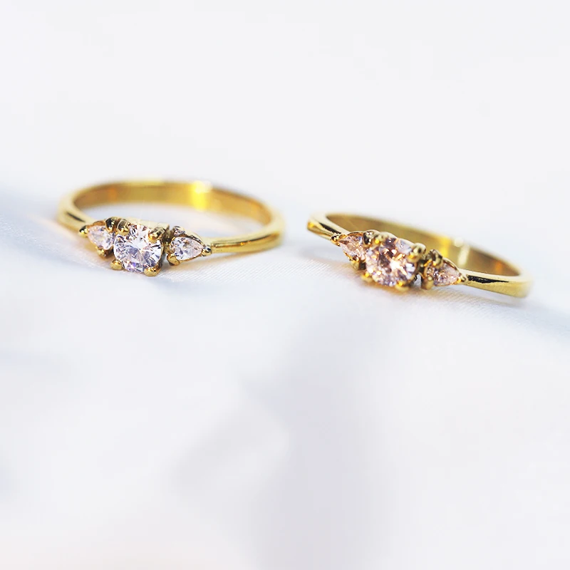 Factory Supply Inlaid Zircon Gold Ladies Stainless Steel Custom Finger Rings with Diamond