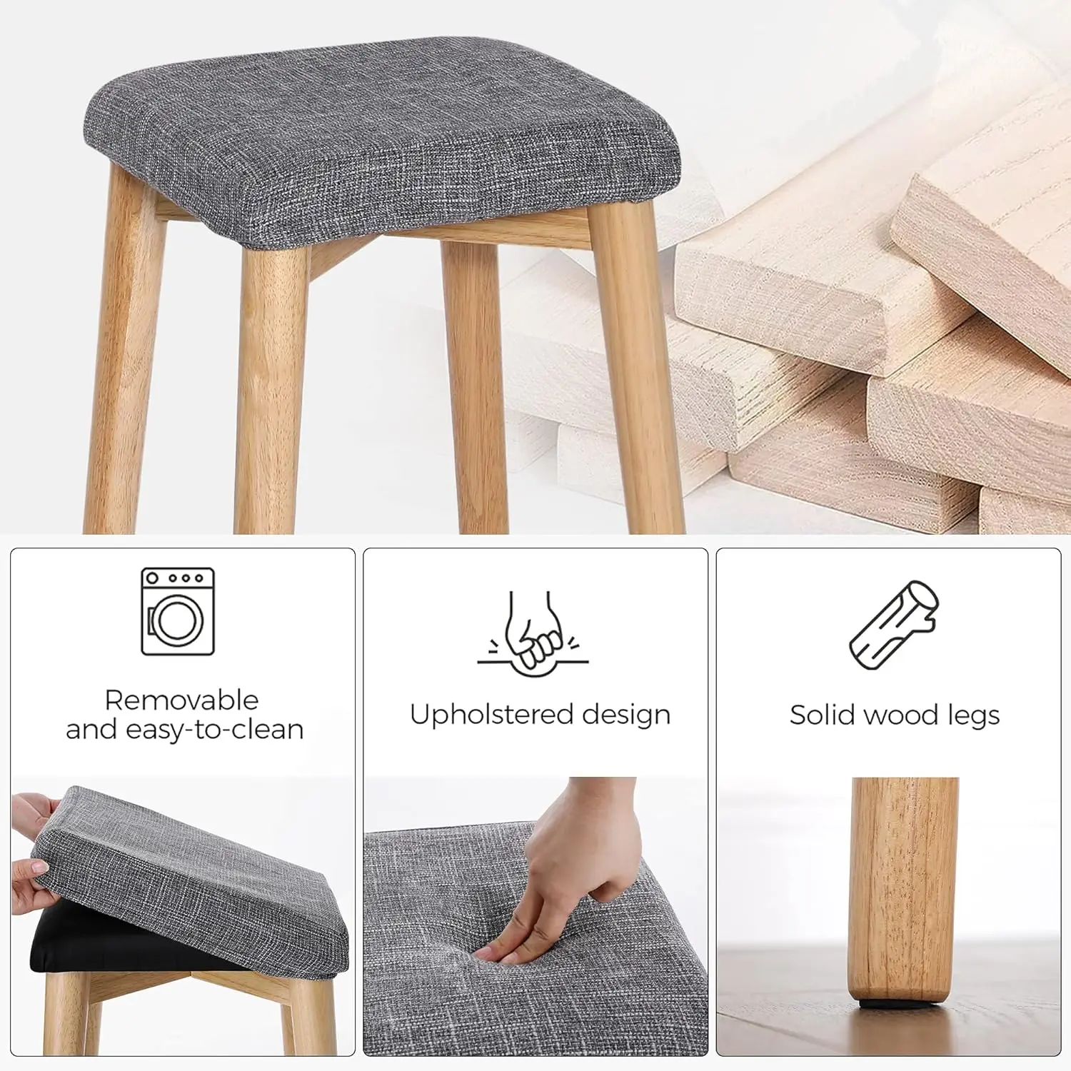 White Wooden Vanity Table Set with 2 Drawers Mirror Cushioned Stool for Girls Bedroom Dressing Furniture MDF Style