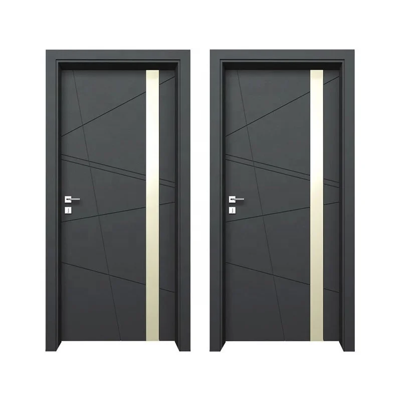 Custom designed unique interior room wood door insect and waterproof solid wood bedroom European style wooden door and lock set