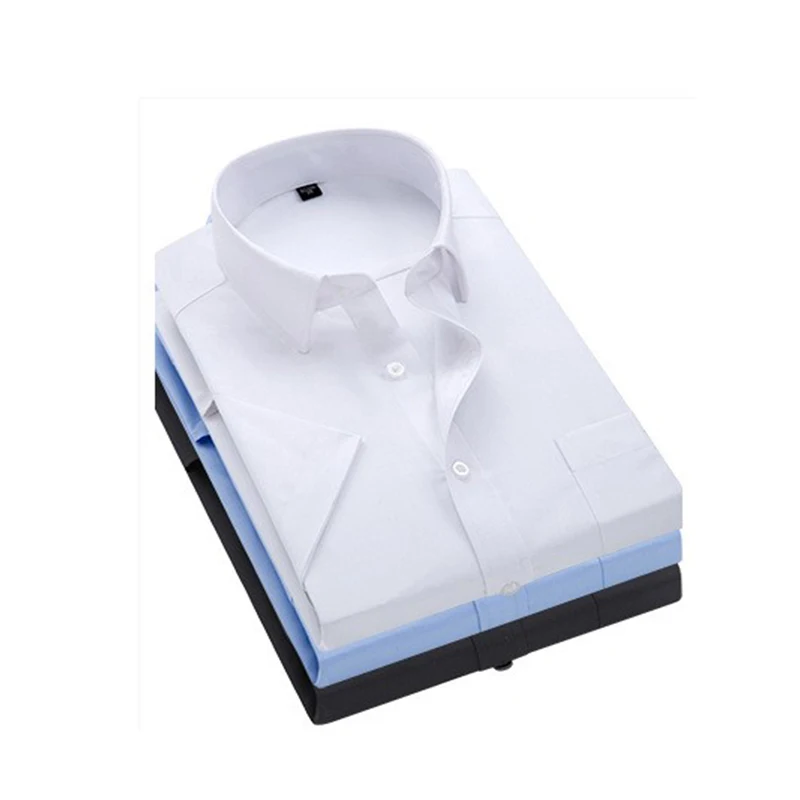 new fashion Summer solid-color shirt business youth formal easy-care fit style short sleeve shirt for men