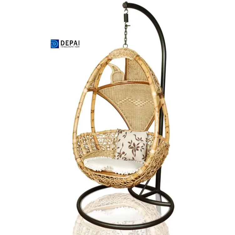 Chinese vintage customized round bedroom metal frame recliner hanging chairs