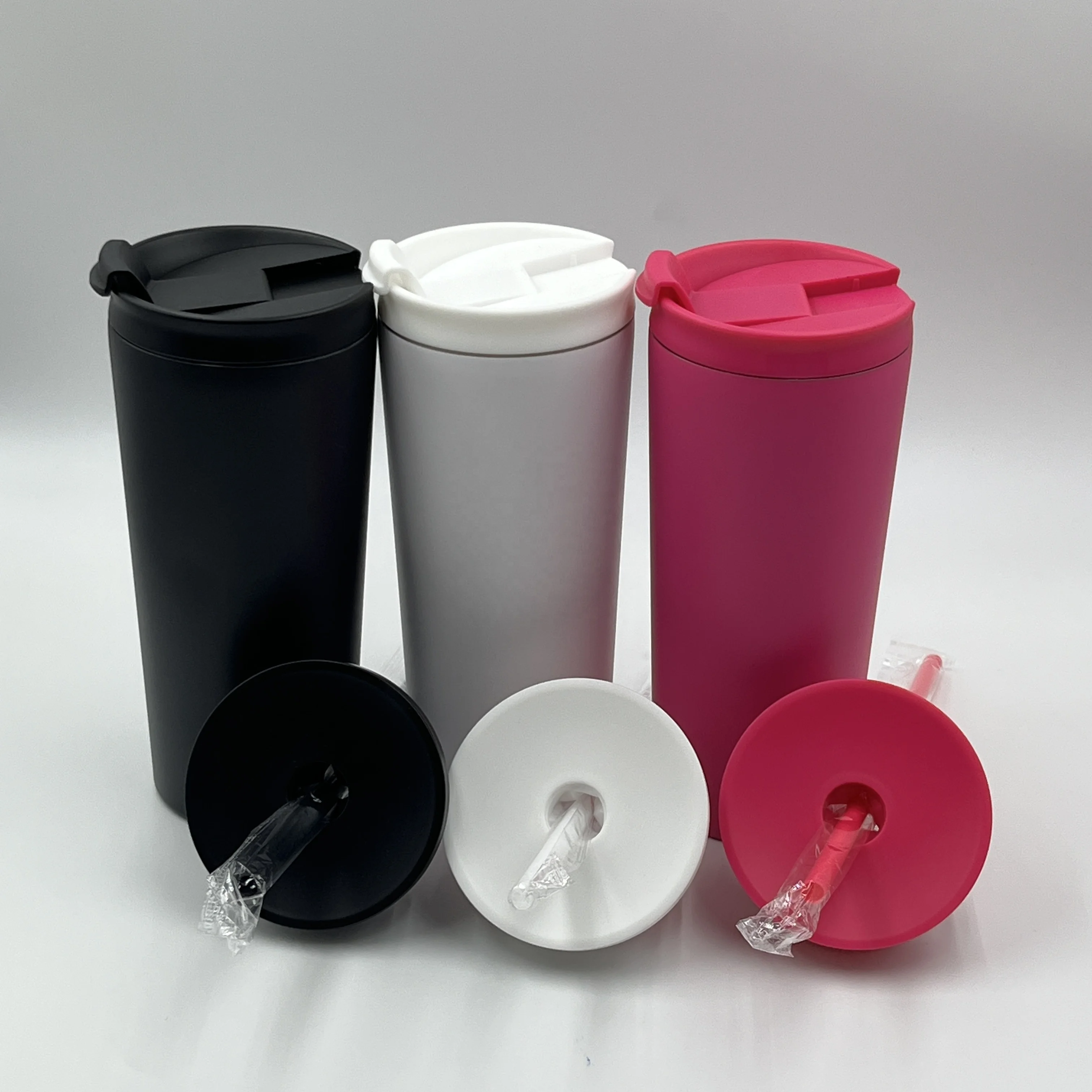 OEM ODM multi colors in stock hot sale double wall tumblers vacuum insulation BPA FREE anti-rust thermos mug with 2 lids