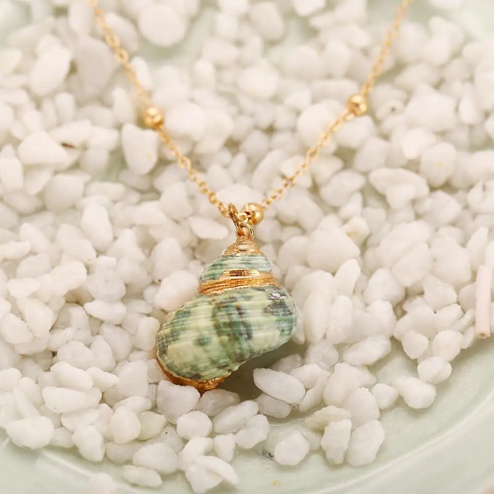 Hongyu creative conch pendant necklace striped scallop fashion jewelry gold plated necklace