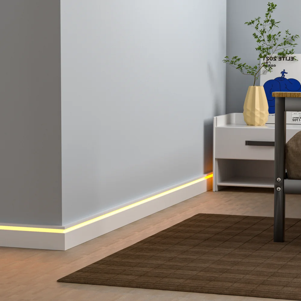 AMER Eco-Friendly Skirting Board with LED Light Wooden Skirting Board PVC Profile