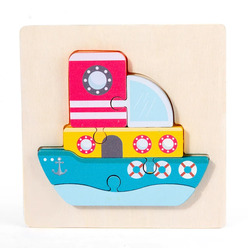 Children Cartoon aron Color Early Education Blocks Toy Wooden 3d Puzzles