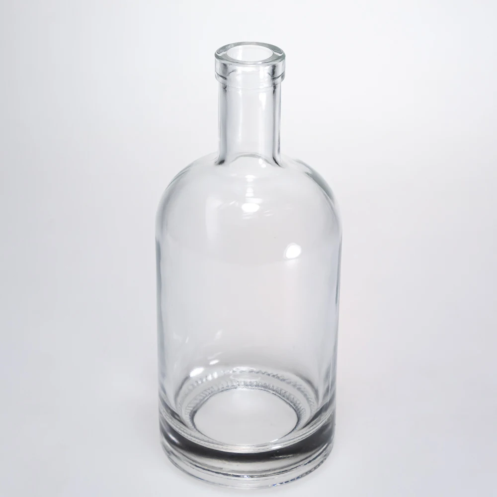 Customized 100ml 200ml 375ml 500ml 750ml 1000ml Empty Round Wine Glass Vodka Bottle With Wooden Cork