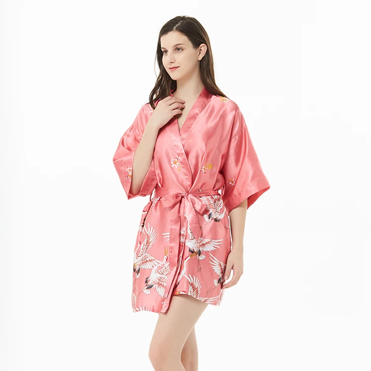 Custom the satin silk crane xia sleeves brides bridesmaid  robe