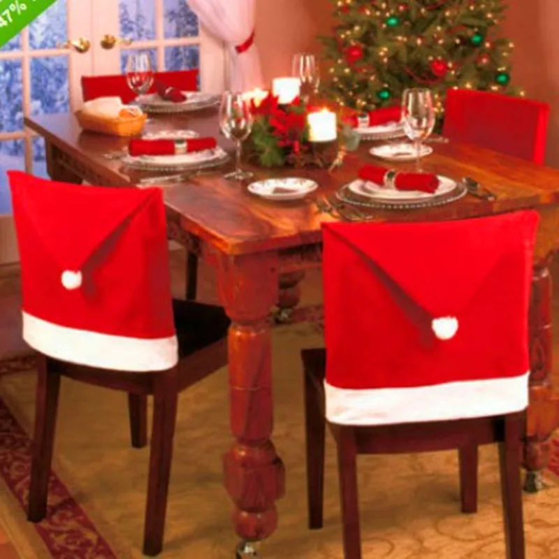 2022 hot sale christmas decorations non woven christmas hat chair cover christmas daily necessities
