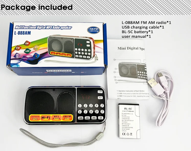 Dewant L-088AM am fm pocket radio, gurbani radio with usb and memory cards slot