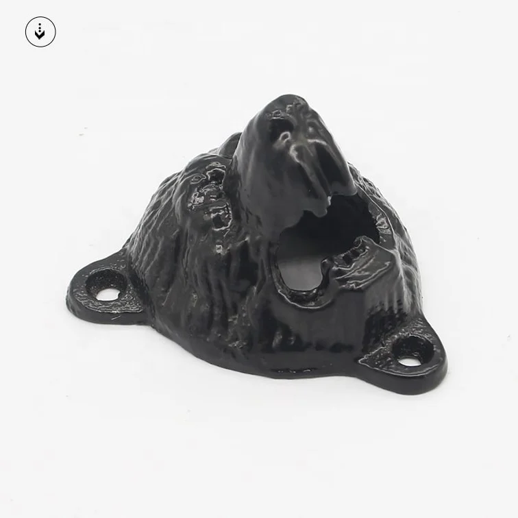 Wholesale Custom Fashion Italian Style 3D Bear Black Vintage Metal  Iron Cast Wall Mounted Bottle Opener Beer