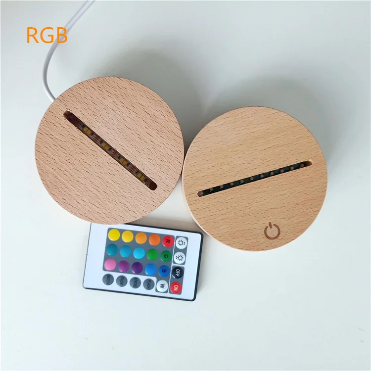 Lighting and Circuitry Design Handmade Customized Wholesale 3d Acrylic Wooden Base Round Oval Wood for Led Night